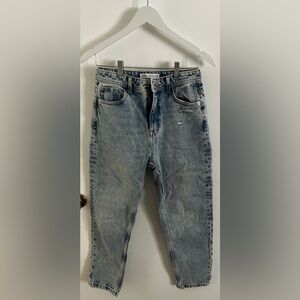 Zara Light Blue Washed Straight-Leg Women's Jeans